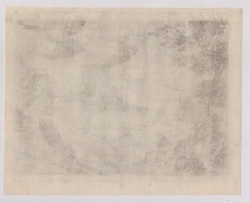 Raphael Sadeler I (Anversa, 1560 ca. - 1628 ca.), Landscape with Sailing Boat, after Paul Brill