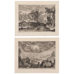 Johan Bara (Bois le Duc, 1581 - Bois le Duc, 1634), Landscape with Phaeton and Apollo | Landscape with Two Men Carrying a Log