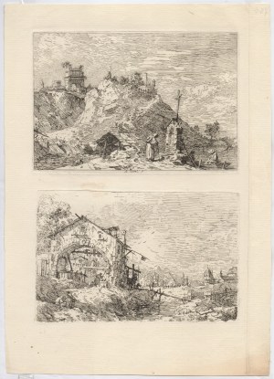 detto il Canaletto (Venezia, 1697 - 1768), Landscape with a Tower and Two Ruined Pillars | Landscape with a Woman at a Well