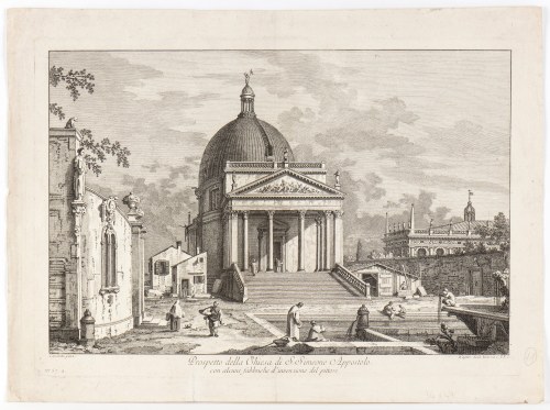 Joseph Wagner (1706 - 1786), Prospetto della Chiesa di S. Simeone Appostolo con alcune fabbriche d'invenzione del pittore, after Canaletto