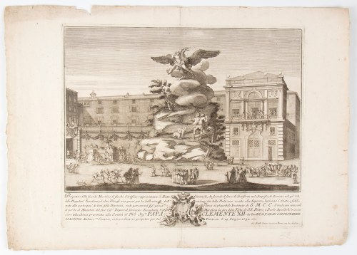 Giovanni Battista Sintes (Roma, 1680 ca. - 1760 ca.), Prospettiva della seconda macchina de fuochi d'artificio rappresentante il Ratto di Ganimede