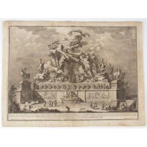 Giuseppe Vasi (Corleone, 1710 – Řím, 1782), Kresba druhé mašiny znázorňující horu Etnu, již proslulou bájnou kovárnou boha Vulkána
