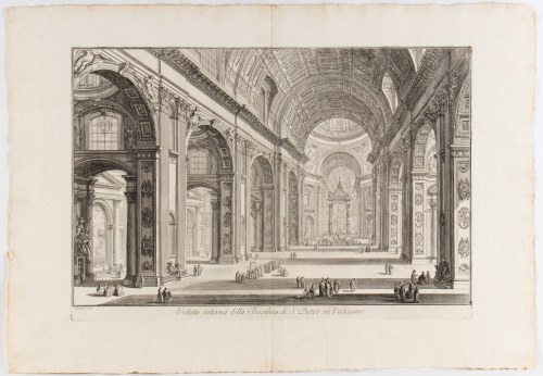Giovanni Battista Piranesi (Mogliano Veneto, 1720 - Venezia, 1778), Veduta interna delta Basilica di S. Pietro in Vaticano 1748