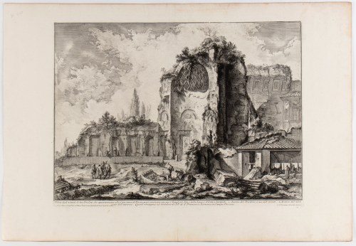 Giovanni Battista Piranesi (Mogliano Veneto, 1720 - Venezia, 1778), Veduta degli avanzi di due Triclini che appartenevano alla Casa aurea di Nerone presi erroneamente per i Templi del Sole e della Luna, o d'Iside, e Serapide