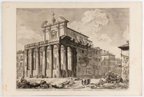 Giovanni Battista Piranesi (Mogliano Veneto, 1720 - Venezia, 1778), Veduta del tempio di Antonino e Faustina in Campo Vaccino