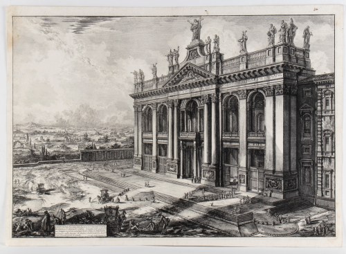 Giovanni Battista Piranesi (Mogliano Veneto, 1720 - Venezia, 1778), Veduta della Facciata della Basilica di S. Giovanni in Laterano, Architettura di Alessandro Gallilei