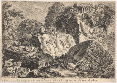 Giovanni Battista Piranesi (Mogliano Veneto, 1720 - Venezia, 1778), Ara antica sopra la quale si facevano anticamente i sagrifizi, con altre ruine all'intorno