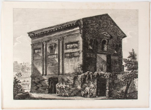 Luigi Rossini (Ravenna, 1790 - Roma, 1857), Veduta del Tempio delle Camene, da altri del Dio Ridicolo 1823