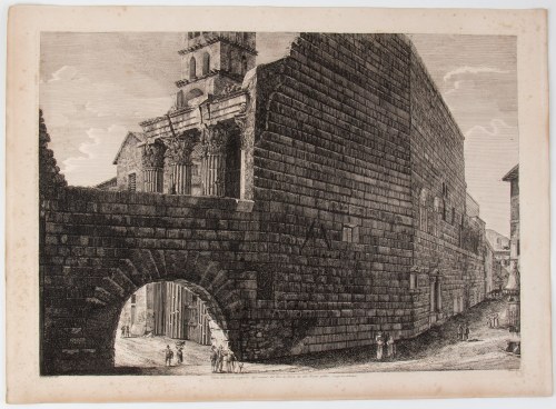 Luigi Rossini (Ravenna, 1790 - Roma, 1857), Veduta della parte posteriore degl'avanzi del Foro di Nerva, da altri Erario pubblico 1823
