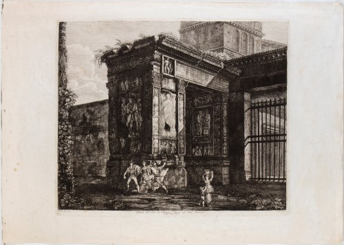 Luigi Rossini (Ravenna, 1790 - Roma, 1857), Veduta dell'Arco di Settimio Severo nel Foro Boario