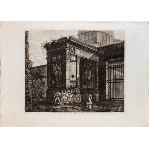 Luigi Rossini (Ravenna, 1790 - Roma, 1857), Veduta dell'Arco di Settimio Severo nel Foro Boario