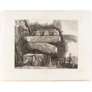 Luigi Rossini (Ravenna, 1790 - Roma, 1857), Veduta dei grandiosissimi avanzi del Tempio di Giove,dal volgo il frontespizio di Nerone sul Monte Quirinale negl'orti Colonna