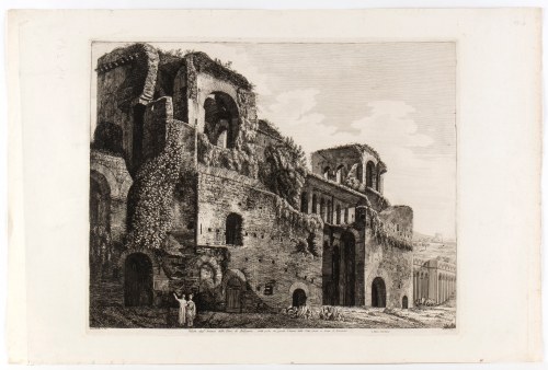 Luigi Rossini (Ravenna, 1790 - Roma, 1857), Veduta degl'avanzi delle Torri di Belisario. Dalla porta che guarda l'Interno della Città, vicino a Porta S. Giovanni