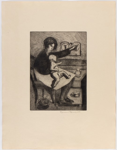 ROMANO ROMANELLI (Firenze, 1882 - 1968), Woman Bathing Her Child