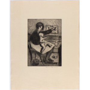 ROMANO ROMANELLI (Firenze, 1882 - 1968), Woman Bathing Her Child