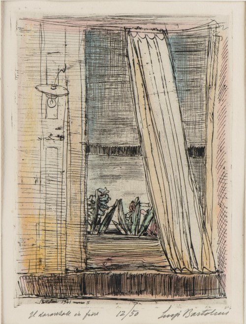 LUIGI BARTOLINI (Cupramontana, 1892 - Roma, 1963), The windowsill in bloom 1941