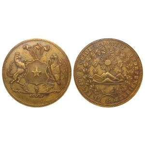 Chile, moneta z motywem „8 Esc.”, bez daty (lata 40. XIX wieku), PCGS, XF – szczegóły
