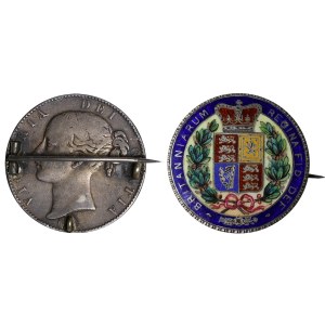 United Kingdom, Enamel Badge/Brooch with colorful enamel, XIX cent., Silver
