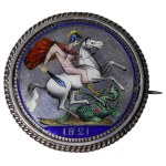 United Kingdom, Enamel Badge/Brooch with colorful enamel, 1821 year, Silver