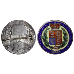 United Kingdom, Enamel Badge/Brooch with colorful enamel, 1840's, Silver