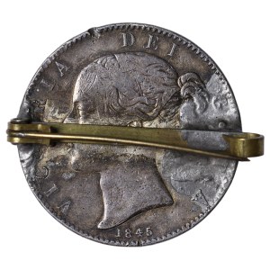 Spojené království, smaltovaná odznaková brož s barevným smaltem, rok 1845, stříbro