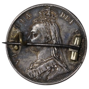 United Kingdom, Enamel Badge/Brooch with colorful enamel, 1887 year, Silver