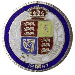 United Kingdom, Enamel Badge/Brooch with colorful enamel, 1887 year, Silver
