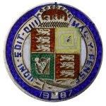 United Kingdom, Enamel Badge/Brooch with colorful enamel, 1887 year, Silver