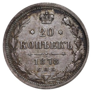 Russian Empire, 20 Kopecks, 1878 year, SPB-NF
