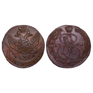 Cesarstwo Rosyjskie, 5 kopiejek, rok 1781, (EM)