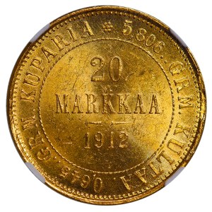 Russian Empire, Finland, 20 Markkaa, 1912 year, S, NGC, MS 63