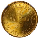 Russian Empire, Finland, 20 Markkaa, 1912 year, S, NGC, UNC Details (Rev rim filed)