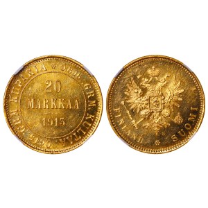 Russian Empire, Finland, 20 Markkaa, 1913 year, S, NGC, MS 62