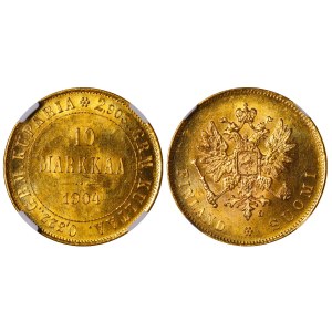 Russian Empire, Finland, 10 Markkaa, 1904 year, L, NGC, MS 63