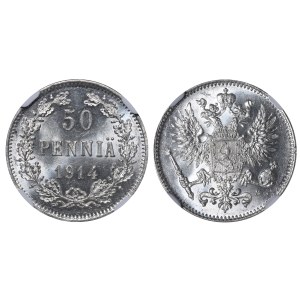 Impero russo, Finlandia, 50 penni, 1914, S, NGC, MS 64