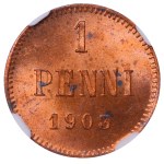 Ruské impérium, Finsko, 1 penni, rok 1903, NGC, MS 63 RB
