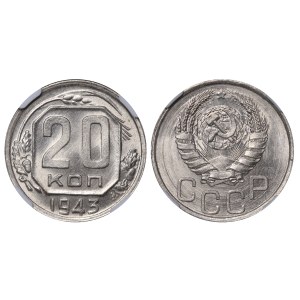 Sowjetunion, 20 Kopeken, 1943, NGC, MS 65