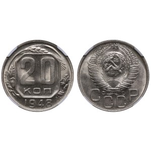 Sowjetunion, 20 Kopeken, 1948, NGC, MS 63