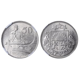 Latvia, 50 Santimu, 1922 year, NGC, MS 62