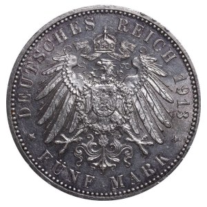 Free Hanseatic city of Hamburg, 5 Mark, 1913 year, J