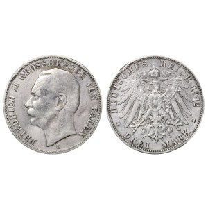 Velkovévodství Baden, 3 marky, rok 1912, G