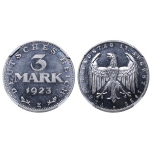 Weimar Republic, 3 Mark, 1923 year, E, NGC PF 65 Cameo