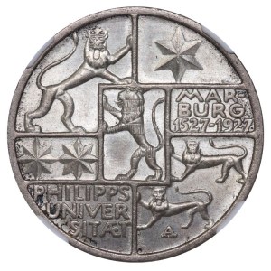 Germany, 3 Reichsmark, 1927 year, A, 400th Anniversary - Philipps University in Marburg, NGC, MS 64