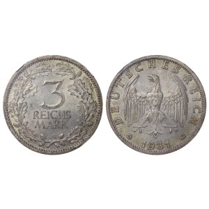 Weimar Republic, 3 Mark, 1931, A, NGC MS 62
