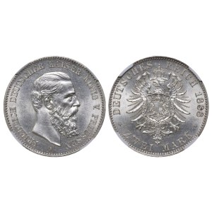 Kingdom of Prussia, 2 Mark, 1888 year, A, NGC, MS 62