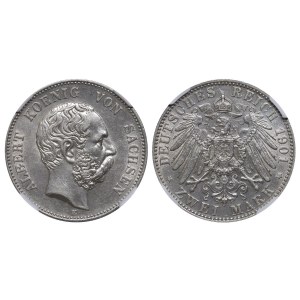 Kingdom of Saxony, 2 Mark, 1901 year, E, NGC, AU 55