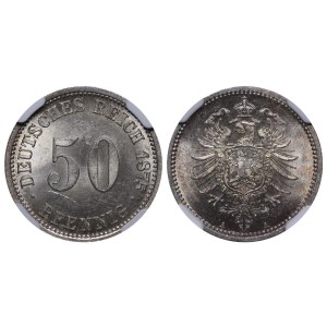 Germany, 50 Pfennigs, 1875 year, A, NGC, MS 63