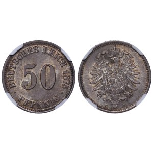 Německo, 50 pfennigů, rok 1875, C, NGC, MS 64