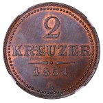 Österreichisches Kaiserreich, 2 Kreuzer, Jahr 1851, A, NGC, MS 64 BN