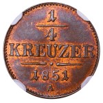 Österreichisches Kaiserreich, 1/4 Kreuzer, Jahr 1851, A, NGC, MS 63 BN